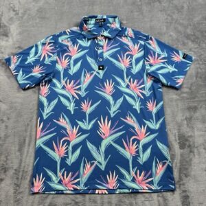 Bad Birdie Men's Golf Polo Paradisio Blue Men's Size Medium Performance Stretch